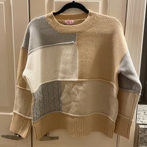 Pink Lily textured colored block sweater.